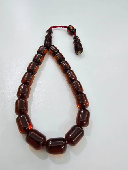 Efekentli E-Ticaret Zeyzun Usta İmzalı Bilek Boy Efe Maskot Sıkma Kehribar Tespih 15 x 11 mm Kapsül Kesim ürün görseli 1