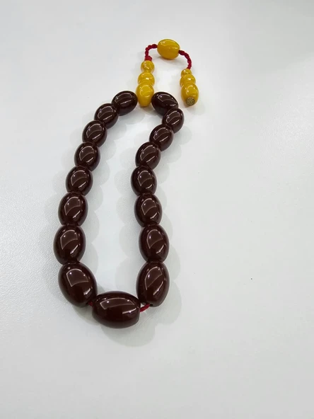 Zeyzun Usta İmzalı Bilek Boy Efe Maskot Sıkma Kehribar Tespih 15 x 11 mm Kapsül Kesim ürün görseli 1