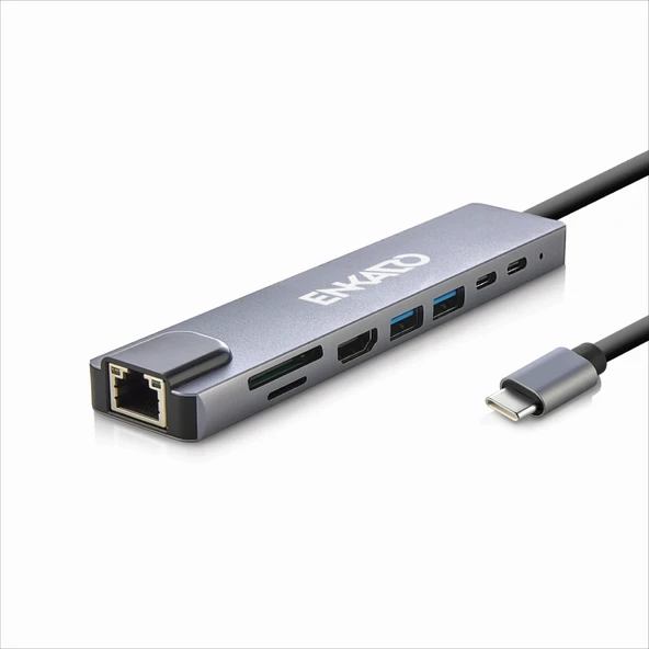 ENKADO EKD-TP42, Type-C to To HDMI, 2PD, 2 USB 2.0 HDMI 4K + SD/TF, Ethernet 100mbs Multi· Hub ürün görseli 1