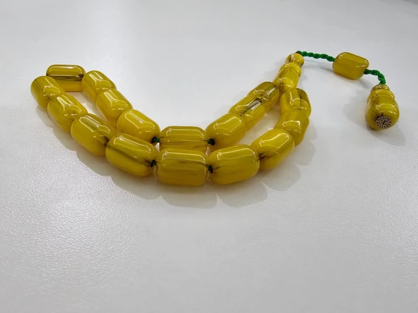 Zeyzun Usta İmzalı Bilek Boy Efe Maskot Sıkma Kehribar Tespih 15 x 11 mm Kapsül Kesim ürün görseli 1