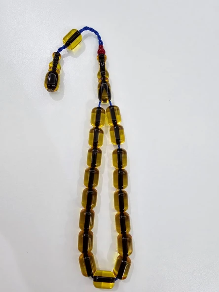 Zeyzun Usta Çift İmzalı Bilek Boy Efe Maskot Sıkma Kehribar Tespih 15 x 11 mm Kapsül Kesim ürün görseli 1