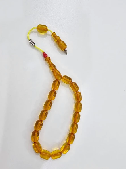 Zeyzun Usta Çift İmzalı Bilek Boy Efe Maskot Sıkma Kehribar Tespih 15 x 11 mm Kapsül Kesim ürün görseli 1