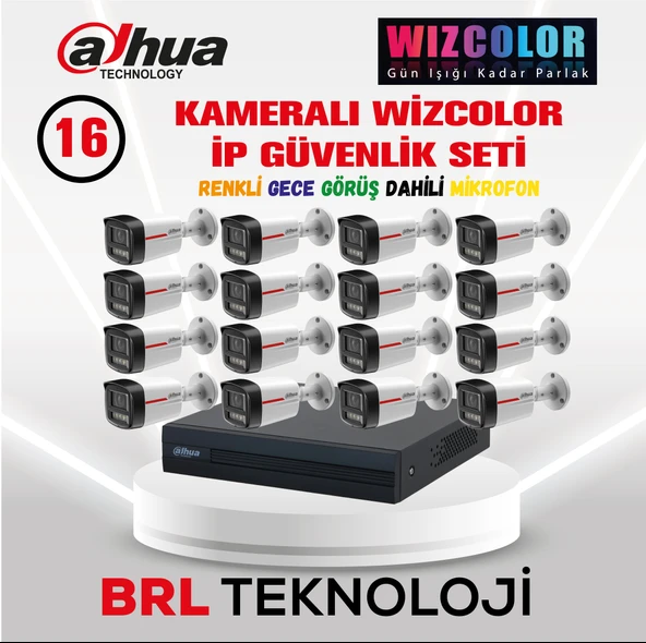 Dahua 16 Kameralı 4 MP WizColor Dahili Mikrofonlu İp Güvenlik Kamera Seti ürün görseli 1