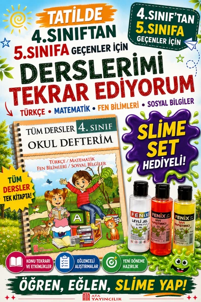 4.Sınıftan 5.Sınıfa Geçenler İçin Tatilde Derslerimi Tekrar Ediyorum (Slime Set Hediyeli) ürün görseli 1