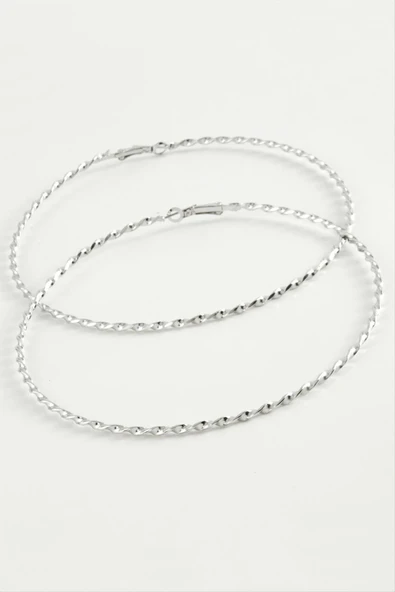 Burgulu Metal Halka Küpe 8-9-10 cm ürün görseli 1