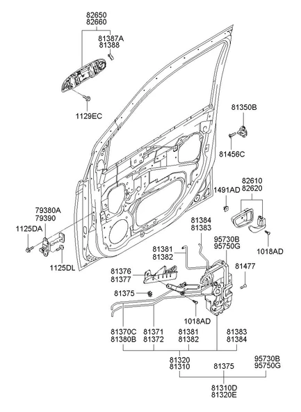 Hyundai Getz 2006-2011 Ön Kapı Kolu Dış Sağ (Oem No: 82660-1C060) ürün görseli 1