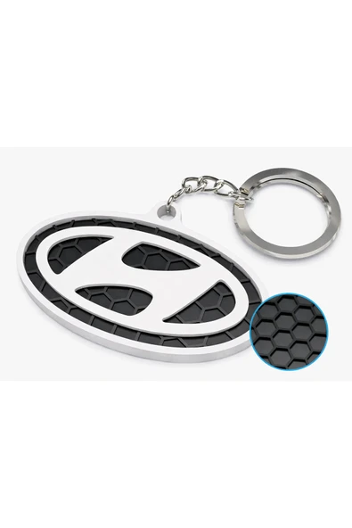 Hyundai Logo Anahtarlık Metal Krom – Petek Desenli Premium Oto Anahtarlığı ürün görseli 1