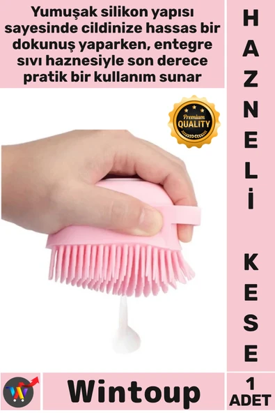 #Kese Silikon Masaj Duş Fırçası Sıvı Sabun Haznesi Şampuan Dağıtan Yumuşak Cilt Hazneli Banyo Kesesi ürün görseli 1