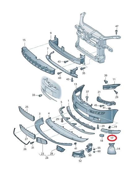 Volkswagen Golf 5 2004-2009 Tampon Bandı (Siyah) Ön Sol (Oem No: 1K08076559B9) ürün görseli 1