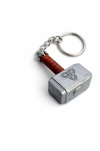 Döner Başlıklı Thor Çekici Mjolnir Anahtarlık | Metal Görünümlü Marvel Figürlü Anahtar Zinciri ürün görseli 1