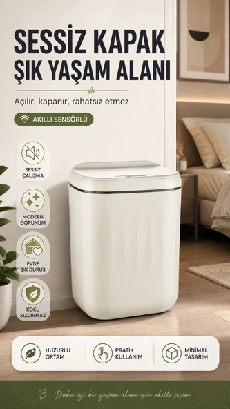 20 Litre Hacim Sensörlü Çöp Kutusu Hareket Algılayan Antibakteriyel ürün görseli 1