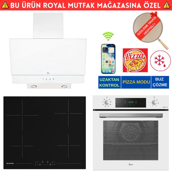 Hoover Napoli Telefon Bağlantılı Elektr. Vitro. Beyaz Ankastre Set (HO3158W+ HH64CCB + HDG6C2GWTK) ürün görseli 1