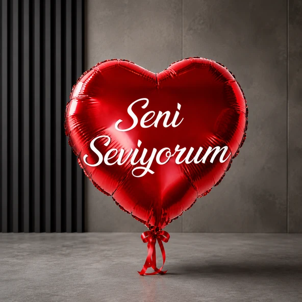 VIP KALİTE 19 ADET SENİ SEVİYORUM KIRMIZI KALPLİ FOLYO BALON 46 CM ŞİŞER PARLAK METALİK KALPLİ BALON ürün görseli 1