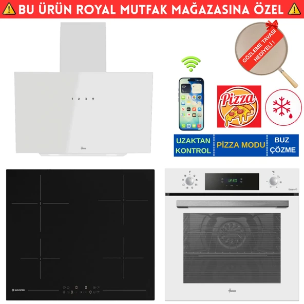 Hoover Milano  Telefon Bağlantılı Elektr. Vitro. Beyaz Ankastre Set (HO3158W+ HH64CCB + HDG6C1GWTK) ürün görseli 1