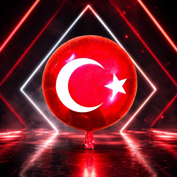VIP KALİTE 21 ADET TÜRK BAYRAKLI BALON 46 CM KIRMIZI TÜRK BAYRAKLI FOLYO BALON PARLAK METALİK BALON ürün görseli 1
