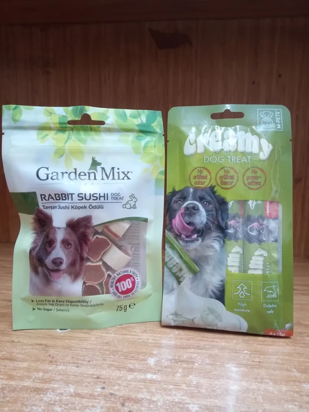 GARDENMİX TAVŞAN SUSHİ KÖPEK ÖDÜLÜ 75 GRAM+2 PAKET (8 ADET ) CREAMY TON BALIĞI&DENİZ TARAKLI KÖPEK ÖDÜLÜ ürün görseli 1