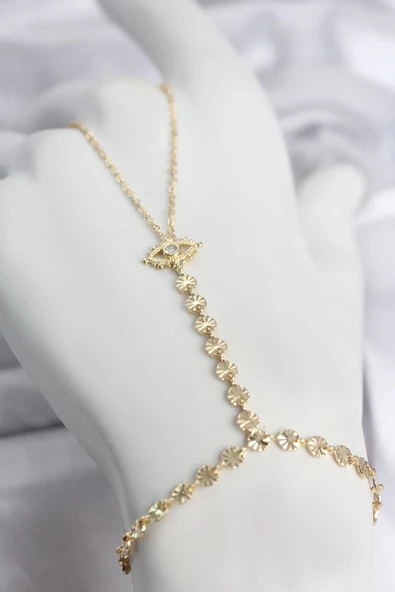 Gold Renk Pirinç Zirkon Taşlı Göz Model Şahmeran ürün görseli 1