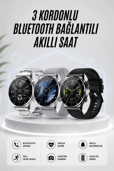 Akıllı Saat Amoled Ekran Bluetooth Bağlantılı Sesli Görüşme Nabız Ölçer ürün görseli 1