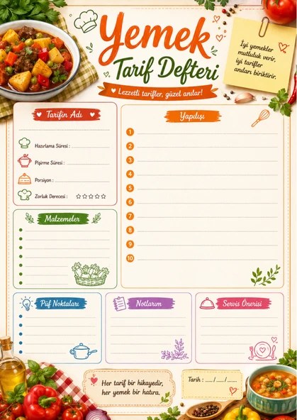 RENKLİ YEMEK TARİF DEFTERİ - Resim 8