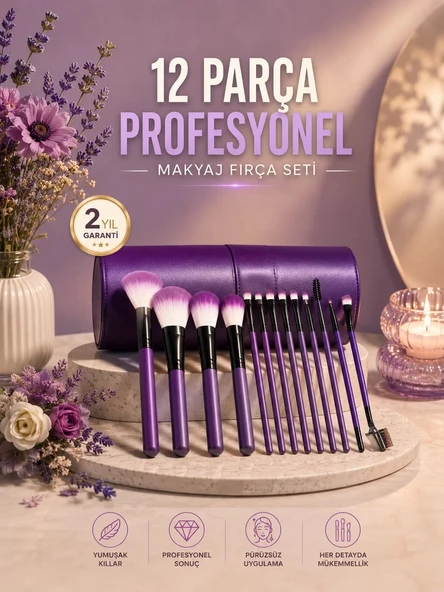 Nevamel® 12’li Makyaj Fırça Seti Fondöten Allık Far Karıştırma İçin Tam Uyumlu ürün görseli 1
