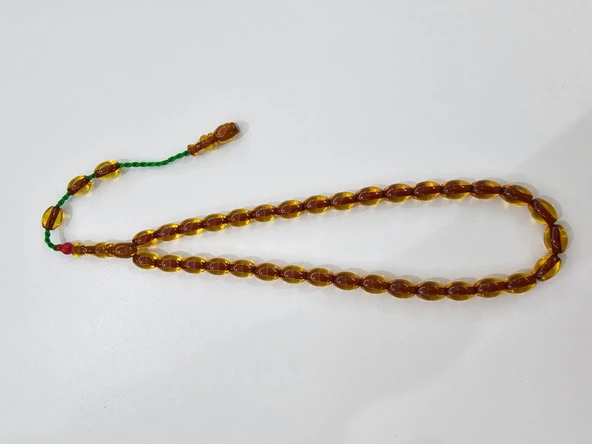 Zeyzun Usta İmzalı Sıkma Kehribar Tespih 9 x 12,5 mm Beyzi Kesim ürün görseli 1
