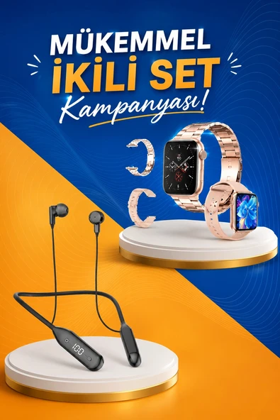 Kablolu Bluetooth Kulaklık ve Kadınlara Özel Bileklik Hediyeli Yeni Nesil Akıllı Saat 3 Kordonlu ürün görseli 1