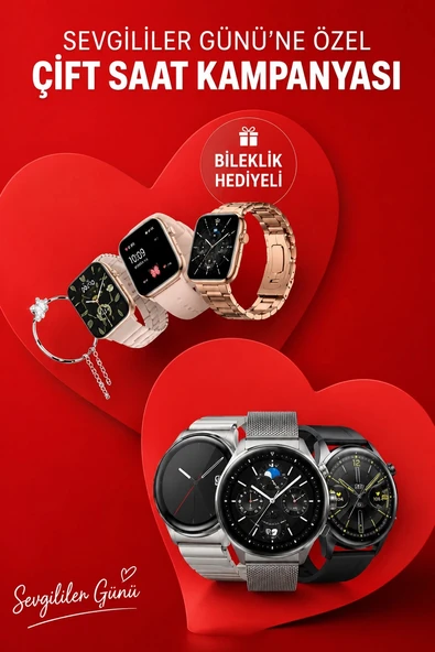 Sevgiliye Özel Yeni Nesil Akıllı Saat Çiftlere Özel Kampanya Çift Saatleri ürün görseli 1