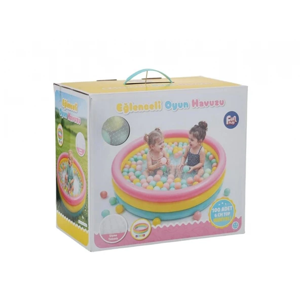ER-520 FUN PLAY 85CM HAVUZ ÜÇ RENKLİ İÇİNDE 100 ADET 6CM TOPLU ürün görseli 1