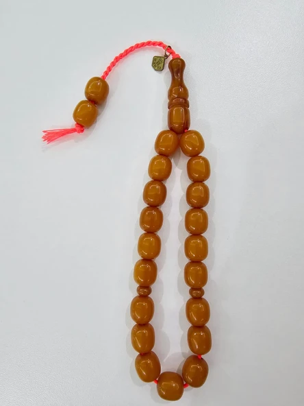 Han Faturan Hasan Ayhan İmzalı Efe Bilek Boy Sıkma Kehribar Tesbih 11 x 12 mm Fıçı Kesim ürün görseli 1