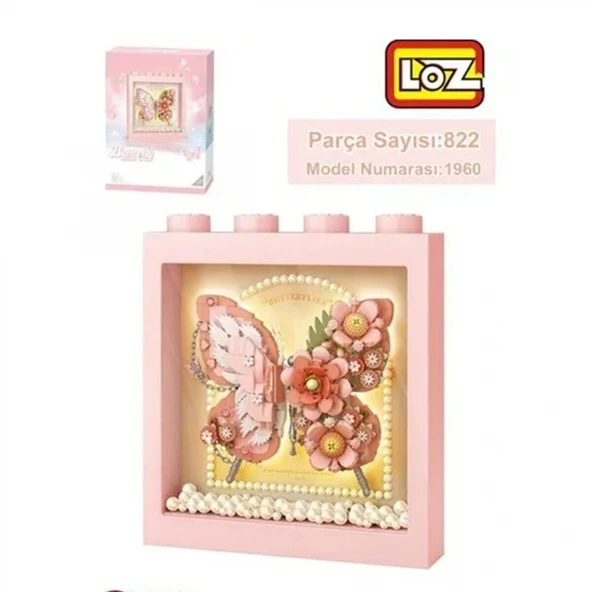 LZ-1960 LOZ PEMBE KELEBEK ÇERÇEVE 822 PARÇA BLOCK OYUNCAK ürün görseli 1