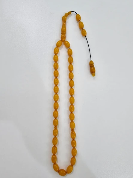 Furkan Gül Usta Yapımı Yıllanmış Renk Almış Kehribar 7 x 11 mm Beyzi Kesim Sistemli Tesbih ürün görseli 1