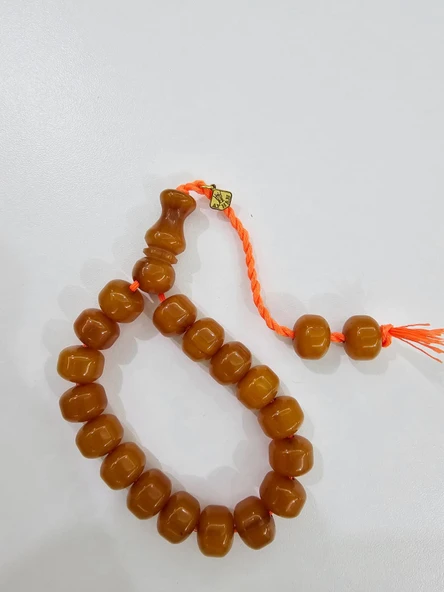 Han Faturan Hasan Ayhan İmzalı Efe Bilek Boy Sıkma Kehribar Tesbih 13 x 10,5 mm Teker Kesim ürün görseli 1