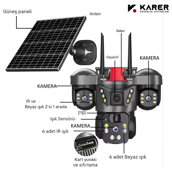 X5TECH RX-66G 4 G Sim Kartlı-Güvenlik Kamerası-Dış Mekan Gece Görüşlü-Güneş Panelli-Solar Kamera ürün görseli 1
