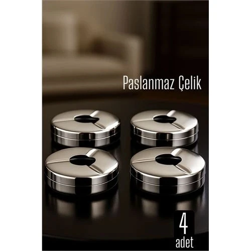 Kapaklı Paslanmaz Kare Küllük - Kapaklı Metal Kül Tablası - Kafe Küllüğü Restoran Küllüğü Masaüstü Küllük 4 adet 718943 ürün görseli 1