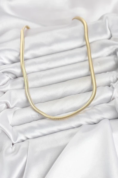 CM Yassı Yılan Zincir Model 60 cm Kadın Kolye - Resim 2