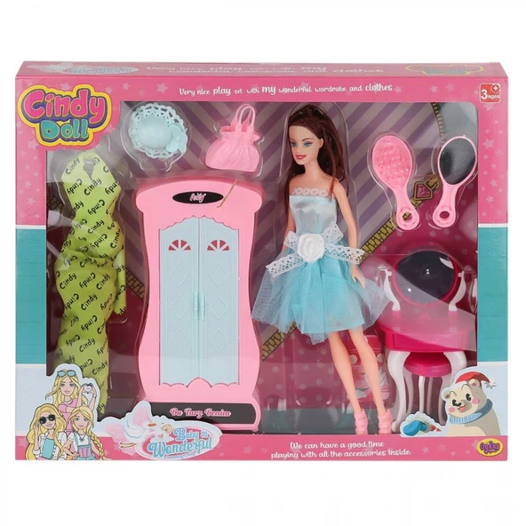 02453 Cindy Doll Dolaplı Makyaj Masalı Bebek -Oydaş Oyuncak ürün görseli 1