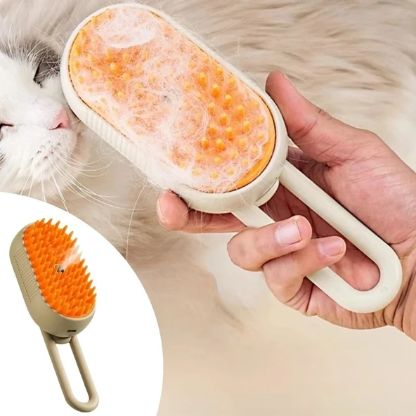 Saplı Su Püskürtmeli Kedi Köpek Fırçası Masaj Etkili Tüy Toplama Tarağı ürün görseli 1