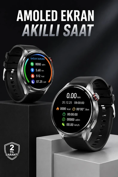 Akıllı Saat Bluetooth Bağlantılı Amoled Ekran Uyku ve Sağlık Takibi ürün görseli 1