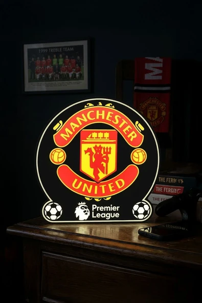 Manchester United Premier League Tasarımlı Dekoratif Aydınlatma Gece Lambası (24x24cm) ürün görseli 1