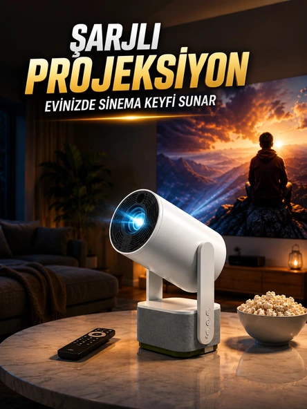 ŞARJLI PROJEKSİYON EVİNİZDE SİNEMA KEYFİ SUNAR ürün görseli 1