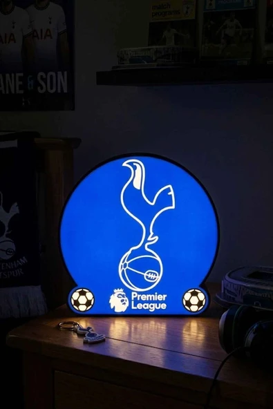 Tottenham Hotspur Premier League Tasarımlı Dekoratif Aydınlatma Gece Lambası (24x24cm) ürün görseli 1