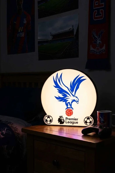 Crystal Palace Premier League Tasarımlı Dekoratif Aydınlatma Gece Lambası (24x24cm) ürün görseli 1