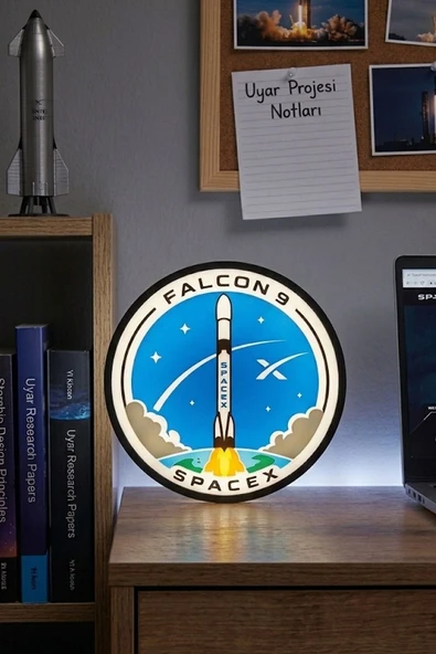 SpaceX Falcon 9 Roket Görevi Tasarımlı Dekoratif Aydınlatma ürün görseli 1
