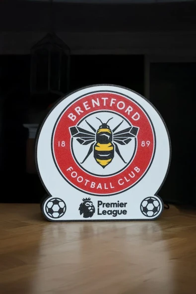 Brentford Premier League Tasarımlı Dekoratif Aydınlatma Gece Lambası (24x24cm) ürün görseli 1