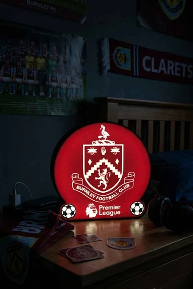 Burnley Premier League Tasarımlı Dekoratif Aydınlatma Gece Lambası (24x24cm) ürün görseli 1