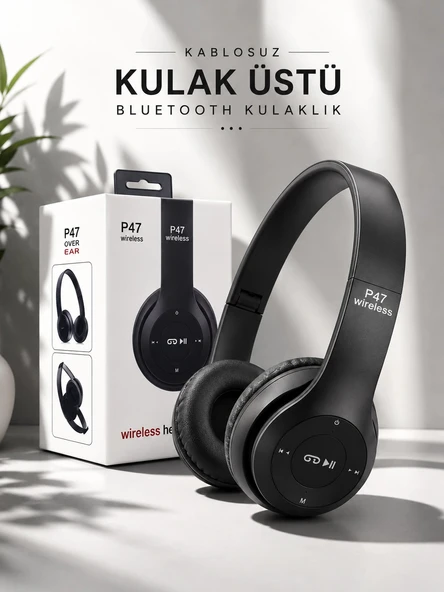 Kulak Üstü TF Kart ve AUX Destekli Ergonomik Bluetooth Kulaklık ürün görseli 1
