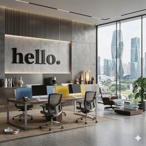100x35 cm Dev Boy "hello." Yazılı Kırılmaz Pleksi Ayna - Premium Ofis ve Villa Antre Dekoru ürün görseli 1