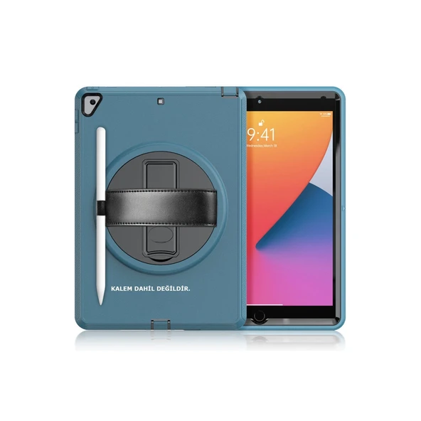 Apple İpad 10.2 (7.nesil) Kılıf Hand Strap Tablet Kılıfı - Turkuaz ürün görseli 1