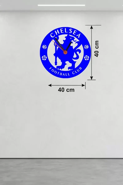 Chelsea FC Logolu Ahşap Duvar Saati - 40x40 cm Taraftar Hediyesi ürün görseli 1
