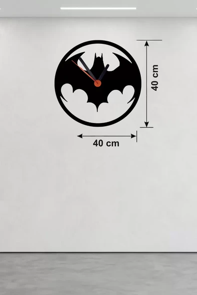 Batman Yarasa Logolu Ahşap Duvar Saati - 40x40 cm Dekoratif DC Temalı ürün görseli 1